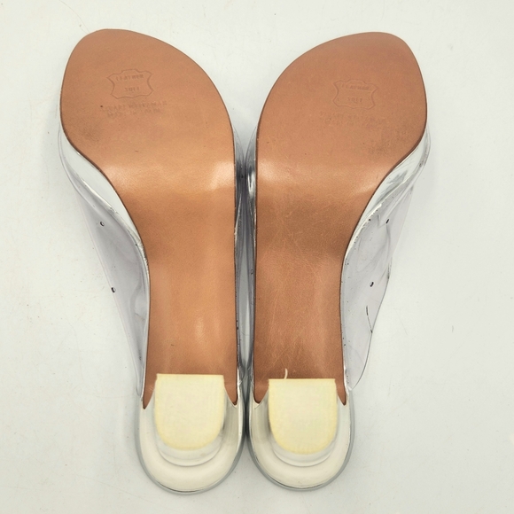 Stuart Weitzman Kristal Clear Lucite PVC Silver Mule Heels Womens 7 Open Toe - Picture 9 of 15